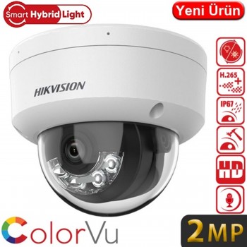 HİKVİSİON 2MP 2.8mm H.265+ SD Kart 30Mt. Smart Hybrid İP Kamera SESLİ