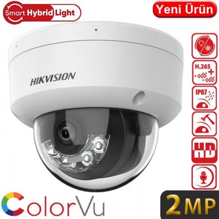 HİKVİSİON 2MP 2.8mm H.265+ SD Kart 30Mt. Smart Hybrid İP Kamera SESLİ
